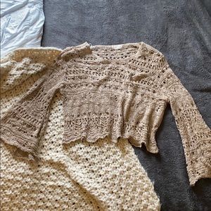 Tan knit cropped sweater